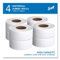 Toilet Tissues | Scott 03148 3.55 in. x 1000 ft. 2-Ply Essential JRT Jumbo Roll Septic Safe Tissue - White (4 Rolls/Carton) image number 1