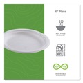 Plates | Eco-Products EP-P016NFA Vanguard 6 in. diameter Renewable and Compostable Sugarcane Plates - White (1000/Carton) image number 10