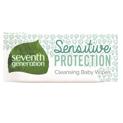 Hand Sanitizing Wipes | Seventh Generation 34208 7 in. x 7 in. Free and Clear Baby Wipes - Unscented, White (64/Pack) image number 0