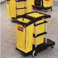 Perforated Roll & Hand Towels | Rubbermaid Commercial HYGEN FG9T7300BLA 22 in. x 48-1/4 in. x 44 in. Hygen M-Fiber Healthcare Cleaning Cart - Black/Yellow/Silver image number 3