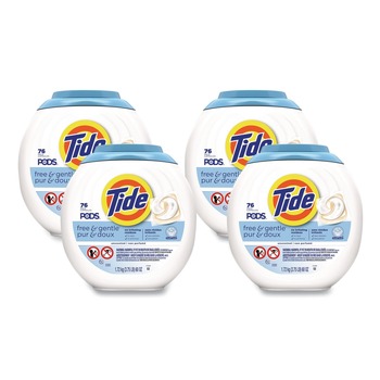 Tide 80870579 PODS 63 oz. Tub HE Compatible Laundry Detergent - Free and Gentle (4/Carton)