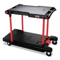 Carts | Rubbermaid Commercial FG430000BLA 23.88 in. x 45.13 in. x 34.38 in. 400 lbs. Capacity 2 Shelves Plastic Convertible Utility Cart - Black image number 0
