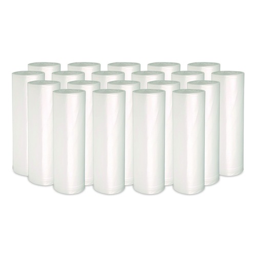 High-Density Trash Bags | Boardwalk Z4833RNKR01 16 Gallon 6 mic 24 in. x 33 in. Perforated Roll High-Density Can Liners - Natural (50 Bags/Roll, 20 Rolls/Carton) image number 0