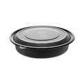 Food Storage Containers & Lids | Pactiv Corp. 0CN80948CSTC EarthChoice MealMaster 48 oz. 10.13 in. Diameter x 2.13 in. Height 1 Compartment Plastic Container with Lid - Black/Clear image number 2