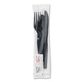 Cutlery Kits | Dixie CH56NSPC7 Wrapped Fork/Knife/Spoon/Napkin Packets - Black (250/Carton) image number 0