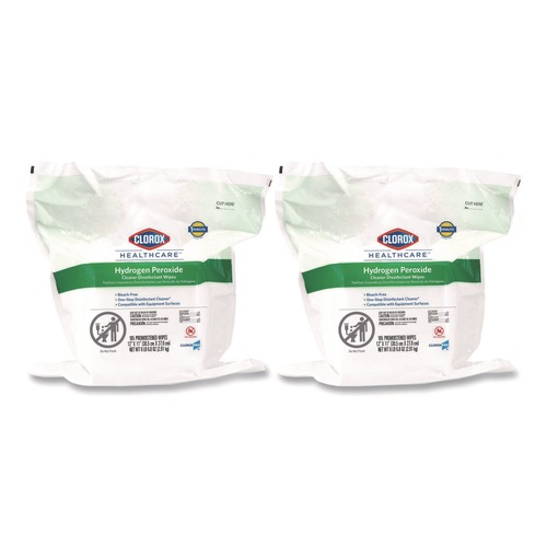 Cleaning Cloths & Wipes | Clorox Healthcare 30827 12 in. x 11 in. Hydrogen Peroxide Cleaner Disinfectant Wipes - Unscented White (2/Carton) image number 0