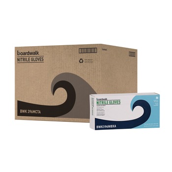 JANITORIAL DISPOSABLE AND SINGLE USE GLOVES | Boardwalk BWK396MCT 4.4 mil Disposable General-Purpose Powder-Free Nitrile Gloves - Medium, Black (1000/Carton)