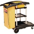 Perforated Roll & Hand Towels | Rubbermaid Commercial HYGEN FG9T7300BLA 22 in. x 48-1/4 in. x 44 in. Hygen M-Fiber Healthcare Cleaning Cart - Black/Yellow/Silver image number 1