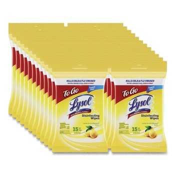  | LYSOL Brand 19200-99799 6.69 in. x 7.87 in. 1-Ply Disinfecting Wipes Flatpacks - Lemon and Lime Blossom White (24/Carton)