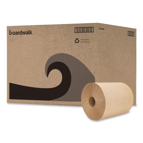 Perforated Roll & Hand Towels | Boardwalk BWK16GREEN 1-Ply 8 in. x 800 ft. Green Universal Roll Towels - Natural (6 Rolls/Carton) image number 0