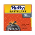 Drawstring & Kitchen Bags | Hefty E27744 30 in. x 33 in. 30-Gallon 0.85 mil Easy Flaps Trash Bags - Black (40/Box, 6 Boxes/Carton) image number 3