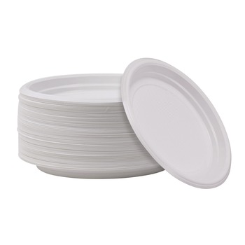 Boardwalk BWKPLTHIPS9WH 9 in. Diameter Hi-Impact Plastic Dinnerware Plate - White (500/Carton)
