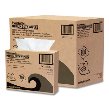 Boardwalk 3284 1-Ply 9.75 in. x 16.25 in. DRC Wipers - White (100/Box, 8 Boxes/Carton)