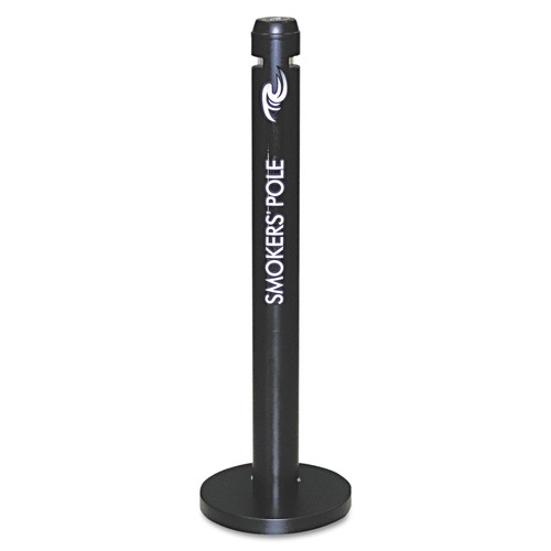 Smoking Receptacles | Rubbermaid Commercial FGR1BK 4 in. x 41 in. 0.9 gal. Round Steel Smoker's Pole - Black image number 0