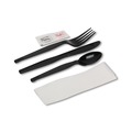 Cutlery Kits | Dixie CH56NSPC7 Wrapped Fork/Knife/Spoon/Napkin Packets - Black (250/Carton) image number 1
