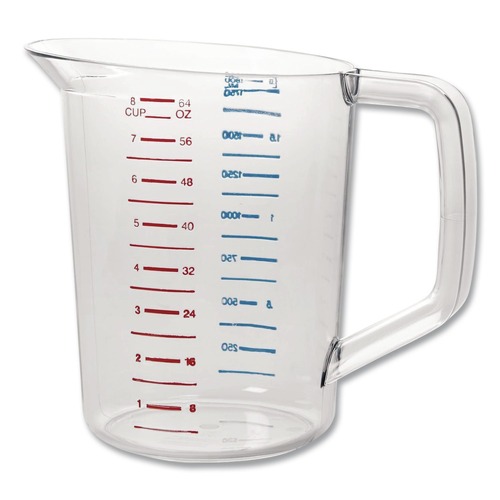 Cups | Rubbermaid Commercial FG321700CLR 2 qt. Bouncer Measuring Cup - Clear image number 0