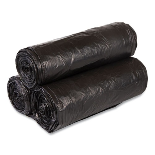 High-Density Trash Bags | Inteplast Group VALH4348K22 High-Density 60 Gallon 43 in. x 46 in. Commercial Can Liners - Black (150/Carton) image number 0