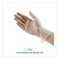 Janitorial Disposable & Single Use Gloves | Boardwalk BWK361MBX 3.6 mil 9.5 in. Long Powder-Free Exam Vinyl Gloves - Medium, Clear (100/Box) image number 7