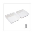Food Containers & Lids | Eco-Products EP-HC6 6 in. x 6 in. x 3 in. Bagasse Hinged Sugarcane Clamshell Containers - White (500/Carton) image number 4