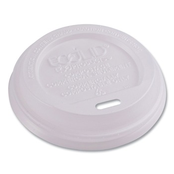 CUP LIDS | Eco-Products EP-ECOLID-8 EcoLid PLA Renewable/Compostable 8 oz Hot Cup Lids - White (800/Carton)