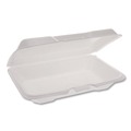 Food Containers & Lids | Pactiv Corp. YTH102070000 9 in. x 6.5 in. x 1.3 in. Very Shallow Conventional Foam Hinged Lid Container - White (150/Carton) image number 4