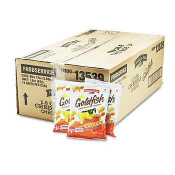 Pepperidge Farm CAM13539 Goldfish 1.5 oz. Bag Single-Serve Snack Crackers - Cheddar (72/Carton)