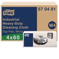 Perforated Roll & Hand Towels | Tork 570481 1-Ply 13.97 x 4.25 in. Industrial Heavy-Duty Cleaning Cloth - Unscented, White (4/Carton) image number 1
