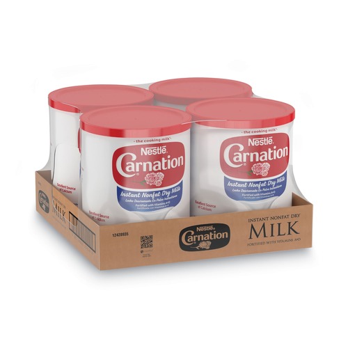 Milk | Carnation 12428935 22.75 oz Canister Instant Nonfat Dry Milk - Unsweetened (4/Carton) image number 0