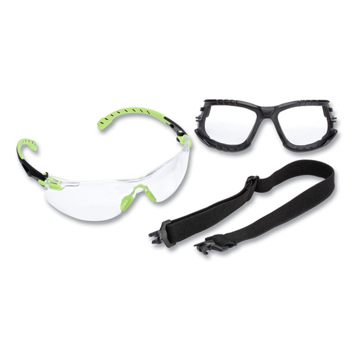 Eye Protection | 3M S1201SGAF-KT Solus 1000 Series Safety Glasses - Green Plastic Frame, Clear Polycarbonate Lens image number 0
