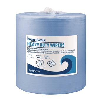 Boardwalk HS475B 12 in. x 12 in. Heavy Duty Hydrospun Wipers - Blue (475/Roll)