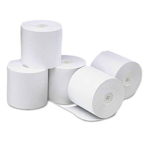 Perforated Roll & Hand Towels | Universal UNV35764 Direct Thermal 3.13 in. x 273 ft. Printing Paper Rolls - White (50/Carton) image number 0