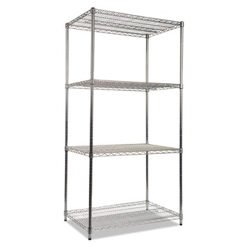 SHELVING UNITS | Alera ALESW503624SR NSF Certified Industrial 4-Shelf 36 in. x 24 in. x 72 in. Wire Shelving Kit - Silver