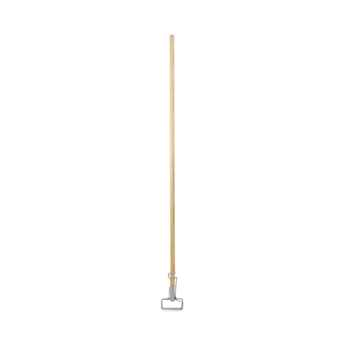 Mop Handles | Boardwalk BWK609 60 in. Wood Spring Grip Metal Head Mop Handle for Most Mop Heads - Natural image number 0