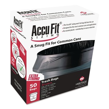 AccuFit H7450TK RC1 37 in. x 50 in. 44 gal. 0.9 mil Linear Low Density Can Liners with AccuFit Sizing - Black (50/Box)