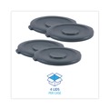 Waste Receptacle Lids | Boardwalk 1868184 Flat-Top Round Lids for 44 Gallon Waste Receptacles - Gray image number 3