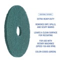 Floor Pads-Stripping | Boardwalk BWK4013GRE 13 in. Diameter Heavy-Duty Scrubbing Floor Pads - Green (5/Carton) image number 4