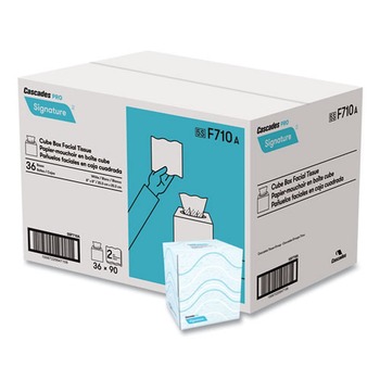  | Cascades PRO F710 2-Ply Cube Box Signature Facial Tissue - White (36 Boxes/Carton)