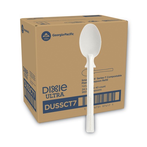 Disposable Spoons | Dixie DUSSCT7 SmartStock Teaspoons Tri-Tower Dispensing System Cutlery - Natural (960/Carton) image number 0