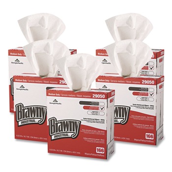 Georgia-Pacific 29050/03 9.25 in. x 16.69 in. 4-Ply Medium Duty Scrim Reinforced Wipers - Unscented, White (166/Box, 5-Boxes/Carton)