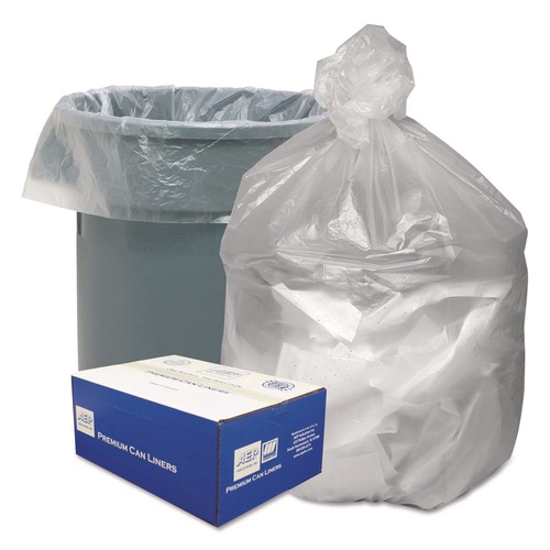 High-Density Trash Bags | Good 'n Tuff 1506985 60 Gallon 12 microns 38 in. x 58 in. Waste Can Liners - Natural (200/Carton) image number 0
