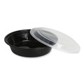 Food Containers & Lids | GEN FCPP-BC-48RND 8.85 in. x 8.85 in. x 2.24 in. 48 oz. Plastic Microwavable Food Container with Lid - Round Black/Clear (150/Carton) image number 1