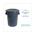 Waste Receptacle Lids | Boardwalk 1868182 Plastic Round Flat-Top Lid for 32 gal. Waste Receptacles - Gray image number 4