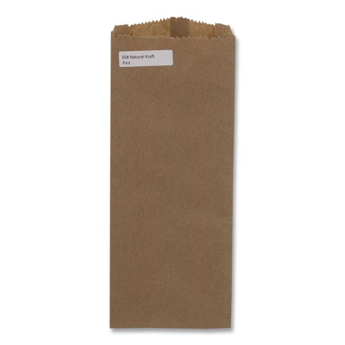 Liquor Bags | Ross & Wallace Paper Products 020331500PK/BL 4 in. x 2.5 in. x 11.5 in. 35# Basis Weight Merchandise Size Grocery Paper Bags - Brown (500/Bundle) image number 0