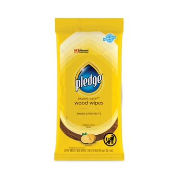  | Pledge 319250 7 in. x 10 in. Cloth Wet Wipes - Lemon Scent, White (12/Carton)
