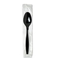 Disposable Spoons | Dixie TH53C7 Individually Wrapped Heavyweight Polystyrene Teaspoons - Black (1000/Carton) image number 0
