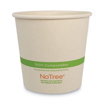 World Centric BO-SU-24 No Tree 4.4 in. Diameter x 4.5 in. h Sugarcane Paper Bowls - Natural (500/Carton)