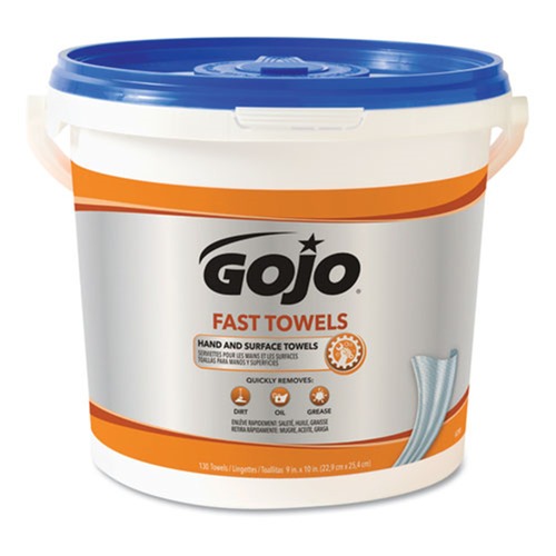 Hand Sanitizing Wipes | GOJO Industries 6298-04 Fast Towels 6.93 in. x 7.93 in. Hand Cleaning Towels (4/Carton) image number 0