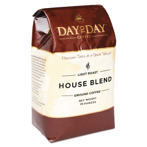 Coffee - Caffeinated | Day to Day Coffee PCO33750 28 oz. Bag 100% Pure Coffee House Blend Ground (3/Pack) image number 0
