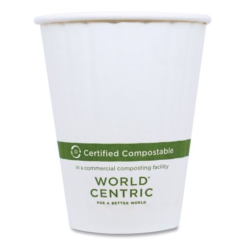 Cups | World Centric CU-PA-12D 12 oz. Double Wall Paper Hot Cups - White (1000/Carton) image number 0