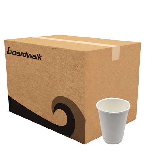 Cups | Boardwalk BWKDW12HCUP 12 oz. Double-Walled Paper Hot Cups - White (500/Carton) image number 0